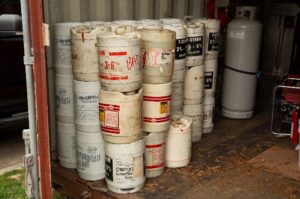 AFFF containers in storage