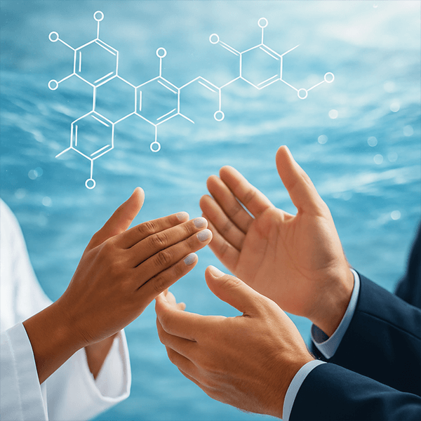 Hands clapping with water molecules