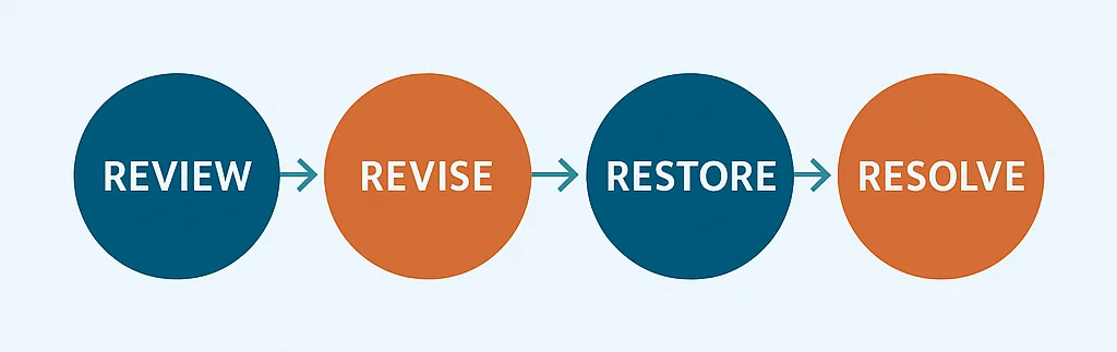review revise restore resolve graphic