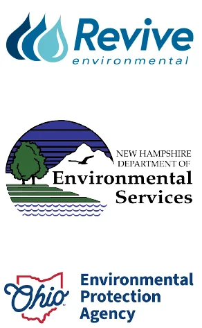 Logos for Revive Environmental, New Hampshire Department of Environmental Services and Ohio Environmental Protection Agency